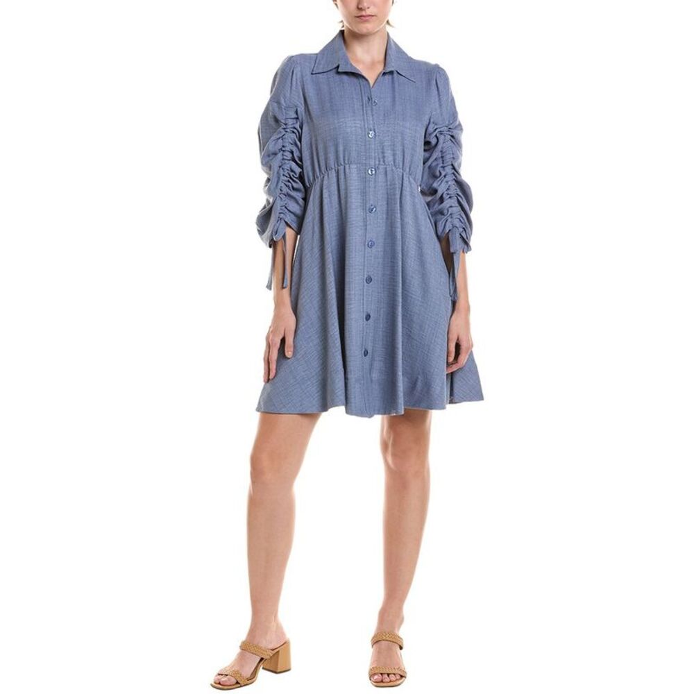 Maison Tara Womens Midi Dress, Blue